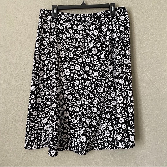 Christopher & Banks Black White Midi Skirt 12